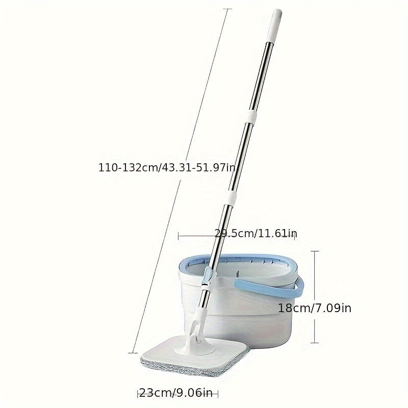 Flat mop set with wringer bucket and 360-degree rotating head includes reusable cloth